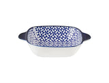 New Bone China Square Plate with Handle - Rêve Bleu Pattern