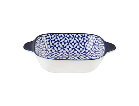 New Bone China Square Plate with Handle - Rêve Bleu Pattern