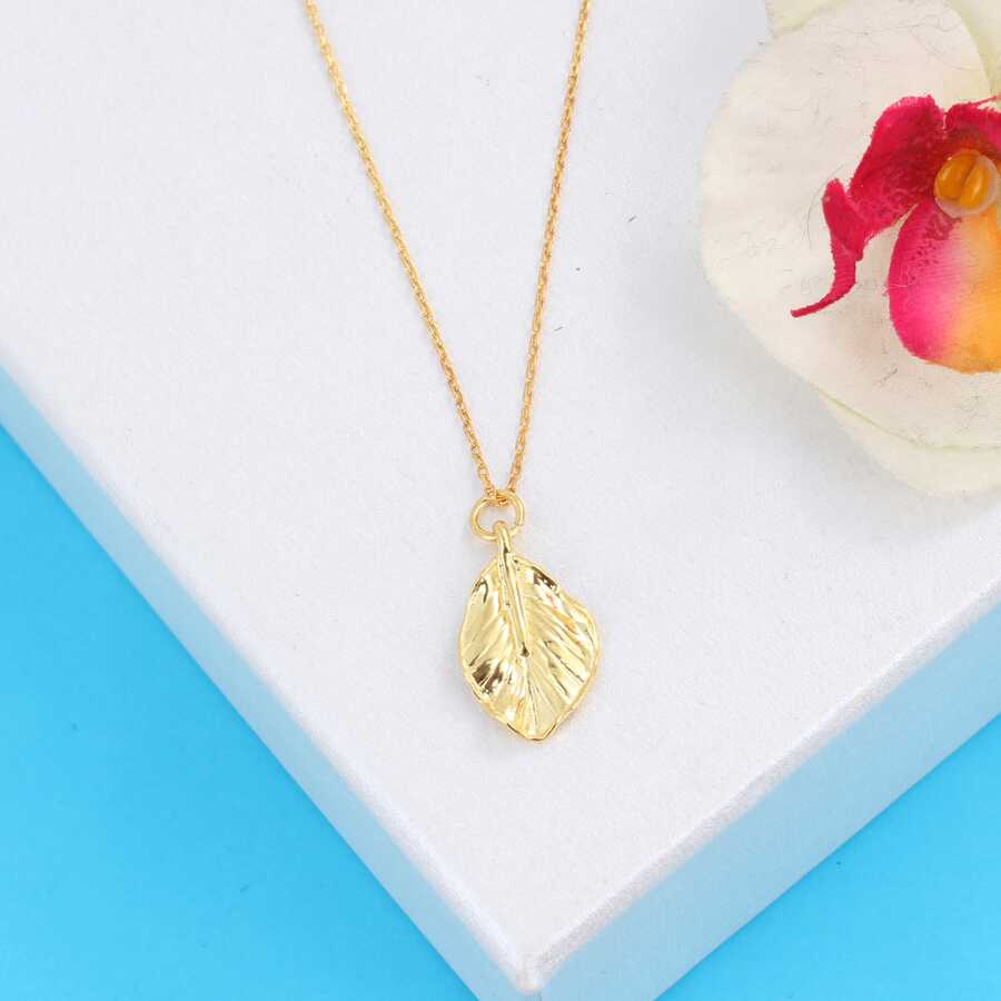 Sterling Silver Leaf Charm Necklace - Delicate Nature Design