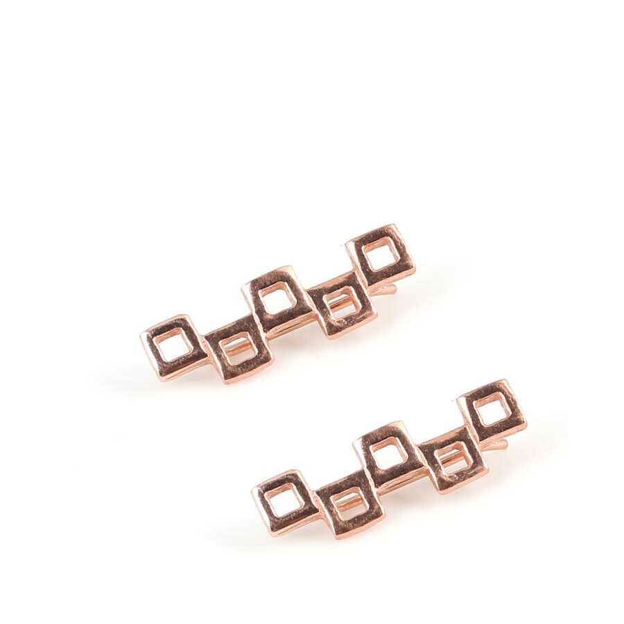 Sterling Silver Tiny Squares Earcuff Earring - Modern Design
