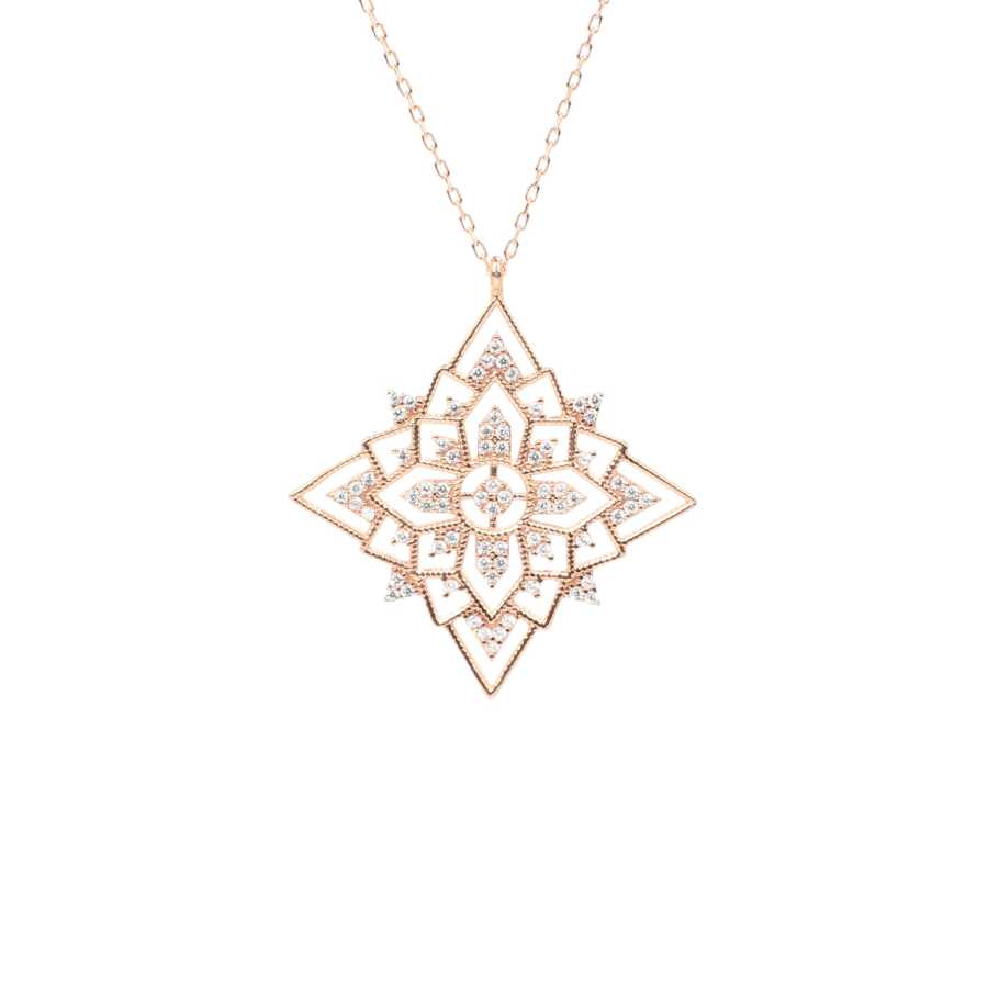 Sterling Silver Cubic Zirconia Pave Star Pendant Necklace