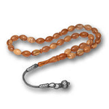 Prayer Beads - Pressed Amber with Handcrafted Silver Kazaz Tassel