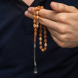 Prayer Beads - Pressed Amber with Handcrafted Silver Kazaz Tassel