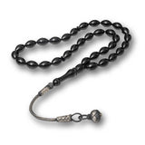 Tasbih Prayer Beads - Black Compressed Amber with Kazaz Tassel