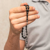 مسبحة صلاة - عنبر أسود مضغوط مع شرابة كزاز