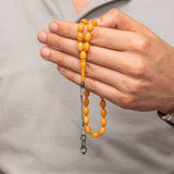 Tesbih - Compressed Amber Prayer Beads with Handcrafted Silver Tassel