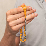 Tesbih - Compressed Amber Prayer Beads with Handcrafted Silver Tassel