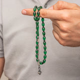 Tesbih Ambre Vert Compressé - Gland Kazaz en Argent Sterling
