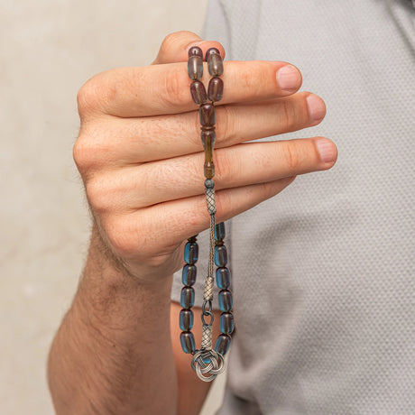 Tesbih - Chameleon Pressed Amber Handcrafted Prayer Beads with Kazaz Tassel