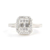 Bague carrée baguette en argent sterling 925 de qualité supérieure