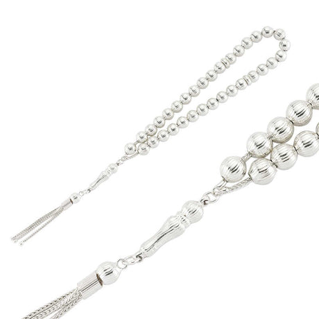 Tesbih - Sterling Silver Ornate Ribbed Bead Prayer Beads