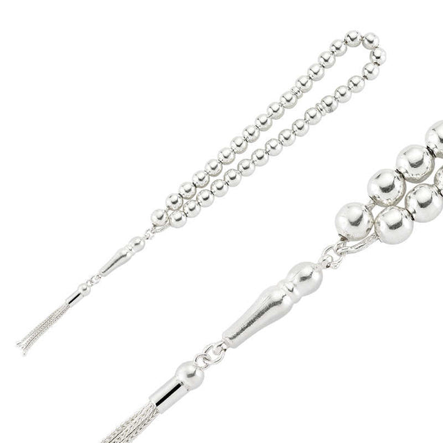 Sterling Silver Tesbih - Polished Round Prayer Beads