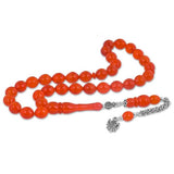 Prayer Beads - Amber-Like Tesbih with Ornate Silver Tassel