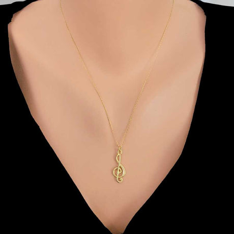 925 Sterling Silver Treble Clef Necklace - Musical Elegance