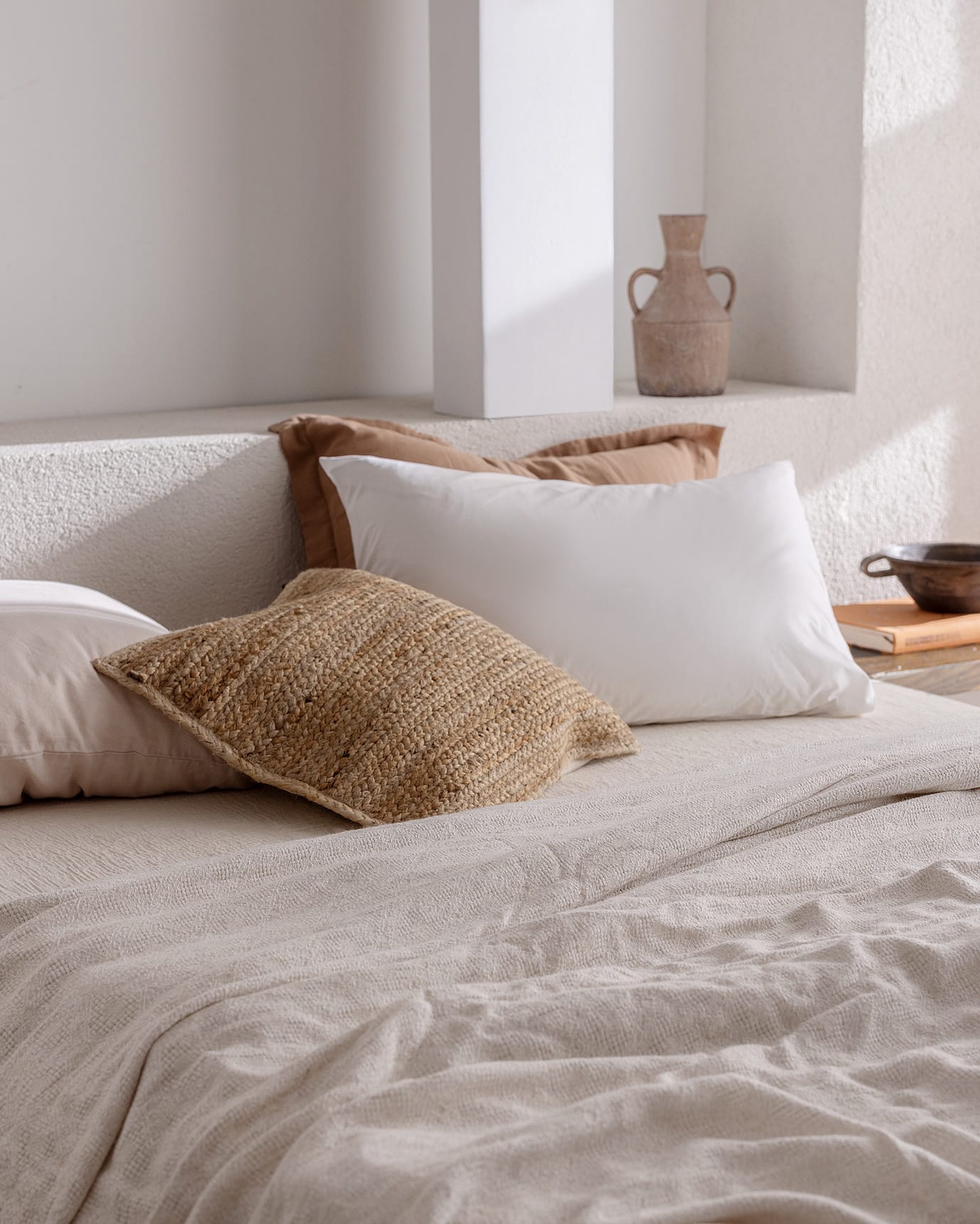 Queen Size Cotton Blend Bedspread - Grey Textured Coverlet