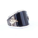 Sterling Silver Onyx Men's Ring - Ottoman Calligraphy Seal Design