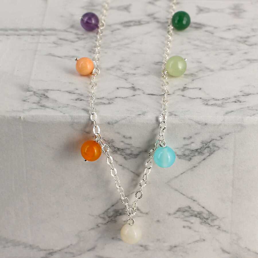 Premium 925 Sterling Silver Multi Stone Necklace