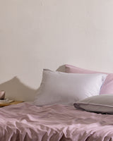 100% Cotton Pillowcase Set of 2 - Soft & Breathable Pillow Covers - Grey & White