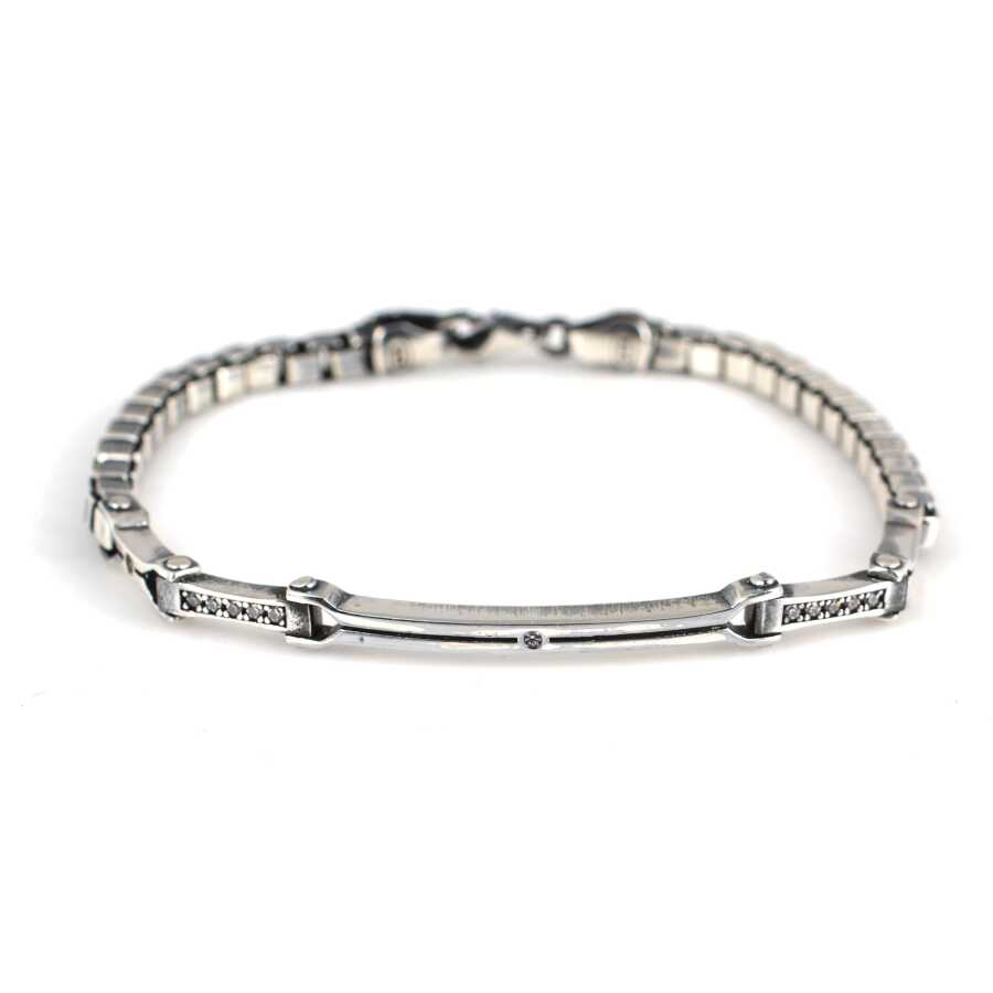 925 Sterling Silver Zircon Cube Chain Bracelet - Elegant Design