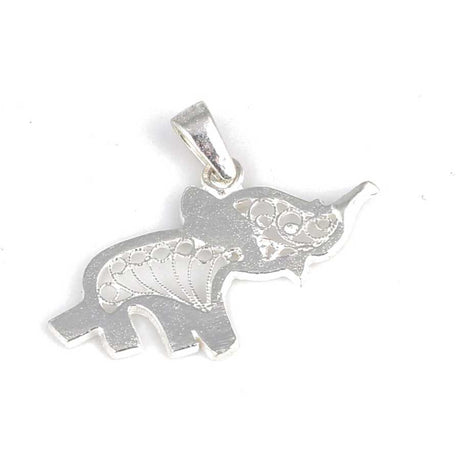 925 Sterling Silver Elephant Pendant - Filigree Lucky Charm Design