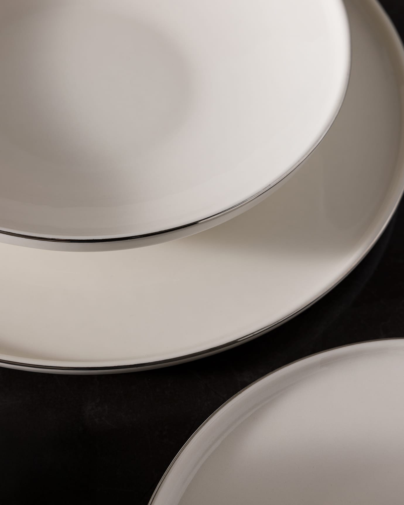 New Bone China 6-Person Dinner Set - Mirage White & Silver Design