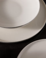 New Bone China 6-Person Dinner Set - Mirage White & Silver Design