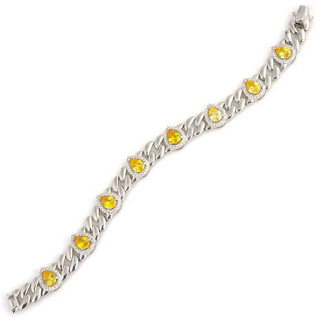 925 Sterling Silver Teardrop Citrine & Zircon Line Bracelet