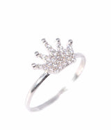 925 Sterling Silver Crown Ring - Elegant Zircon Embellishment