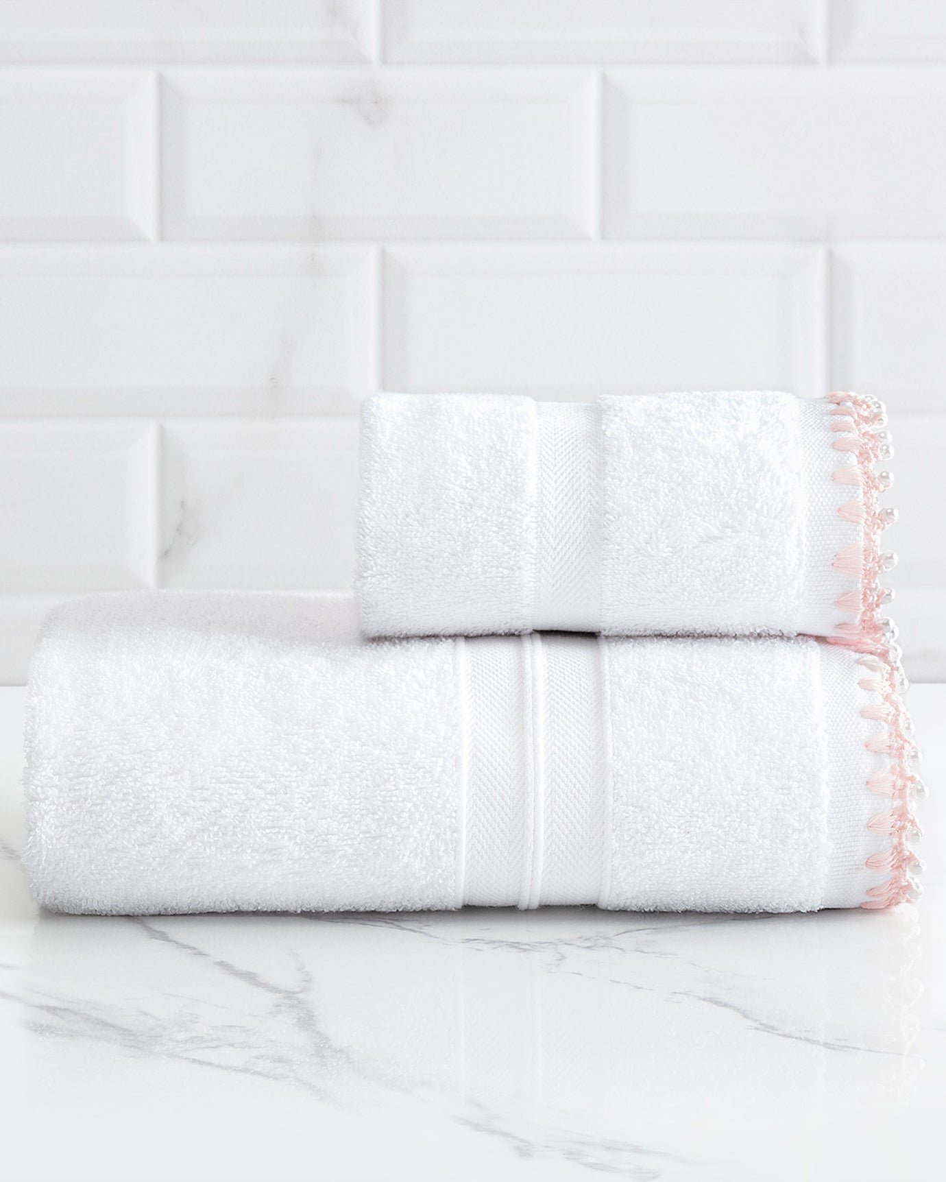 100% Cotton Face Towel - Handcrafted Crocheted Edge