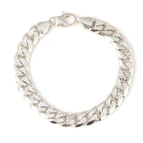 Sterling Silver Chain Bracelet - Patterned Link Design