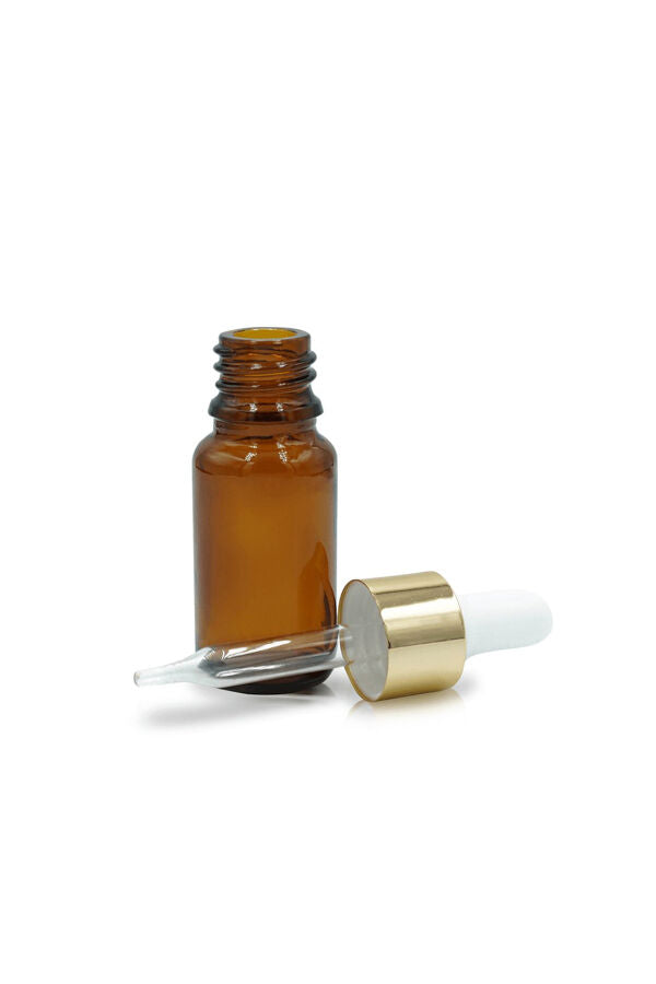 Amber Glass Dropper Bottles with Gold Caps - 10ml (0.34oz) - 3 Pack