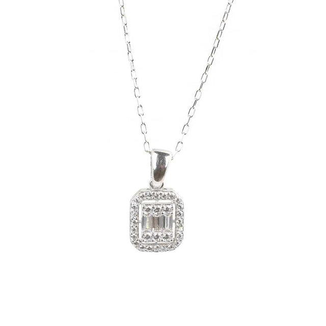 Premium Sterling Silver Baguette Cut Necklace