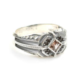 Sterling Silver Sultanite & Onyx Men's Ring - Square Motif
