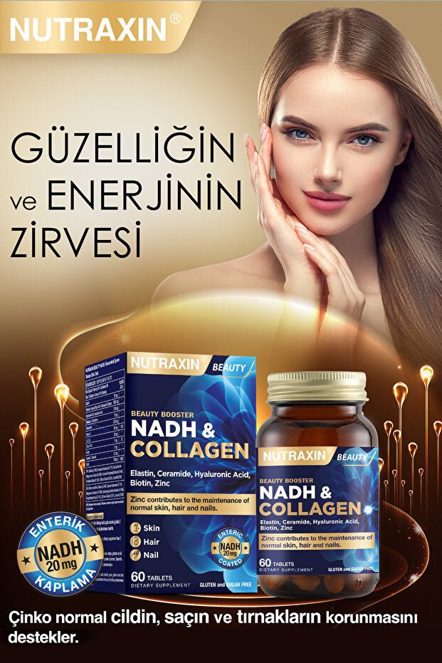 Beauty Booster NADH & Collagen Tablets - 60 Count for Skin, Hair & Nails - TryAladdin