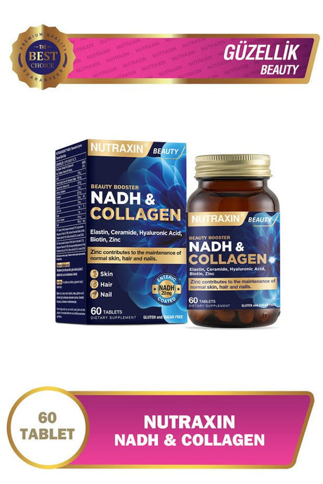 Beauty Booster NADH & Collagen Tablets - 60 Count for Skin, Hair & Nails - TryAladdin