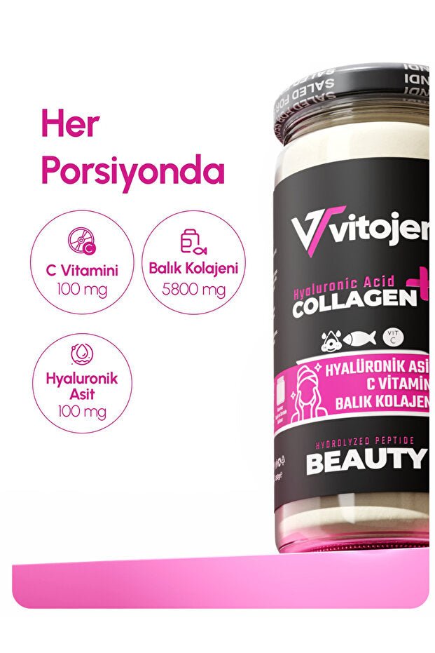 Beauty Collagen Powder - Hyaluronic Acid & Vitamin C - 180g Glass Jar - TryAladdin
