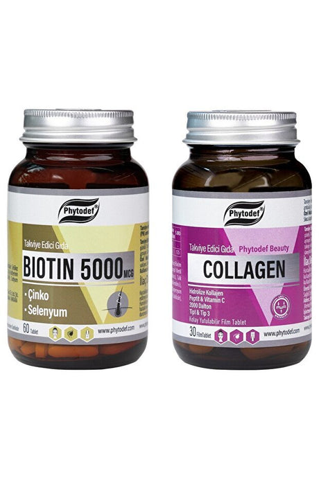 Beauty Collagen + Vitamin C (30 Tabs) & Biotin 5000mcg (60 Tabs) Set - TryAladdin