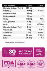 Beauty Mix Collagen - Type I,II,III + Essential Nutrients, 30 Tablets - TryAladdin