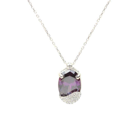 Sterling Silver Amethyst & Zircon Gemstone Necklace