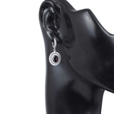 Sterling Silver Oval Garnet & Zircon Double Halo Earrings