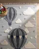 Polypropylene Area Rug - Modern Grey with Fringed Edges
