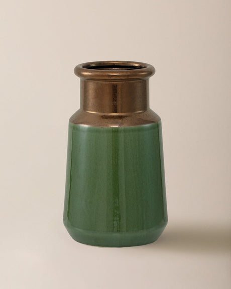 Ceramic Decorative Vase - African-Inspired Green Finish