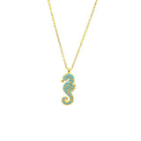 Premium Sterling Silver Turquoise Seahorse Pendant Necklace
