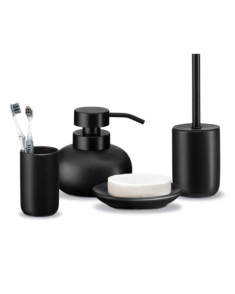 Ceramic 4-Piece Bathroom Set - Elegant Black Finish