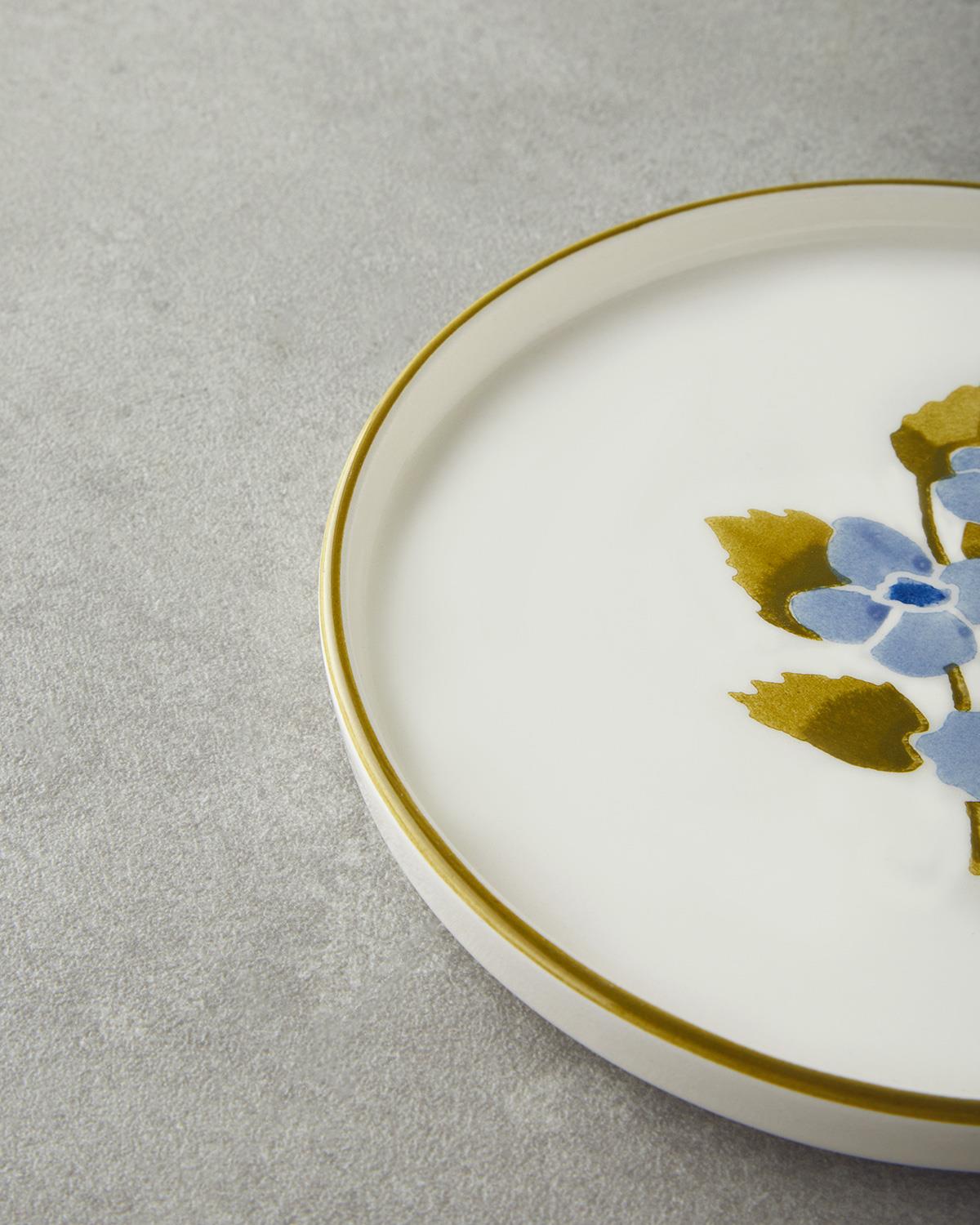 Premium Ceramic Dessert Plate Set Colorful Begonia Design 4 Piece
