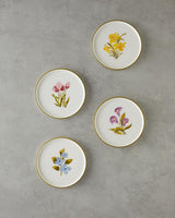 Premium Ceramic Dessert Plate Set Colorful Begonia Design 4 Piece