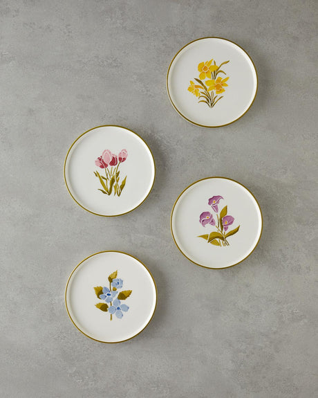 Premium-Ceramic-Dessert-Plate-Set-Colorful-Begonia-Design-4-Piece