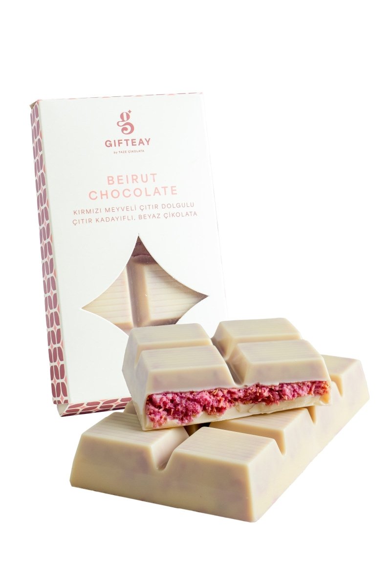 Beirut Chocolate: White Chocolate with Crispy Kadayif and Red Berry Filling