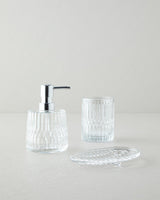 Premium 3 Piece Clear Glass Bathroom Accessory Set   Modern Design