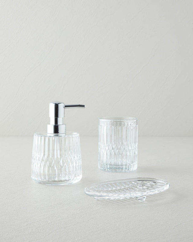 Premium 3-Piece Clear Glass Bathroom Accessory Set - Modern Design
